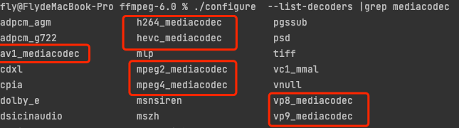 ffmpeg支持的关于MediaCodec解码器